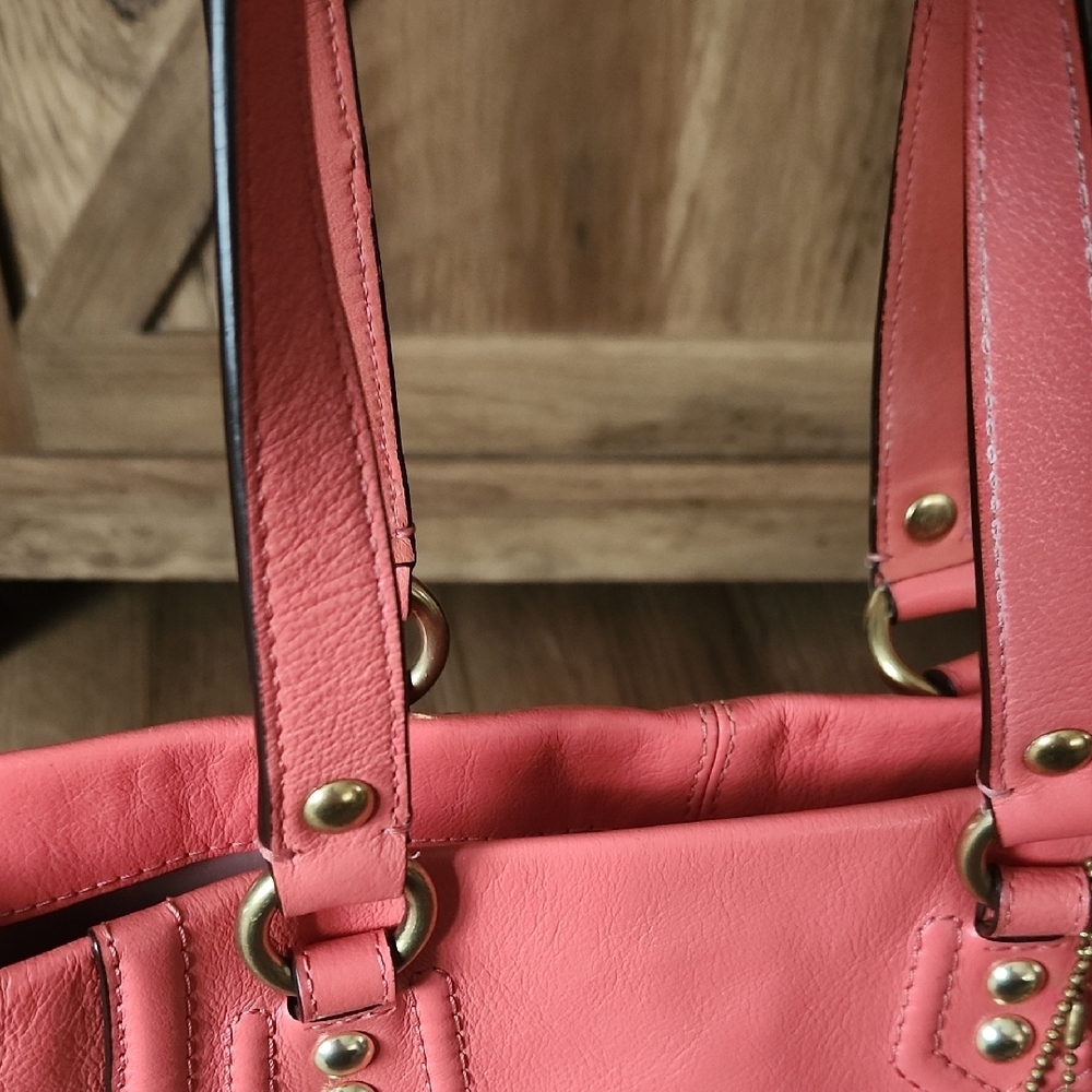 Coach Coral Leather Tote Bag - Picture 13 of 13